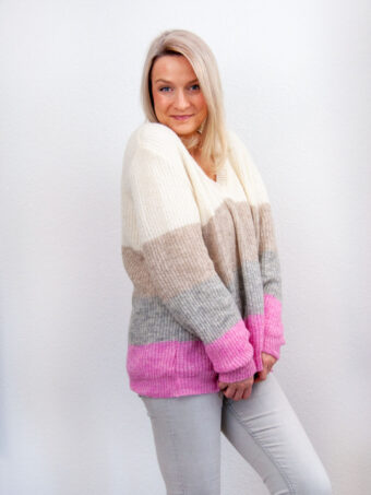 SENSES Sweater V-Ausschnitt Länge Middle aus Rosa-Kuschelstrick
