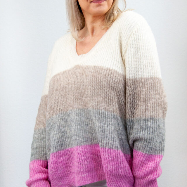 SENSES Sweater V-Ausschnitt Länge Middle aus Rosa-Kuschelstrick