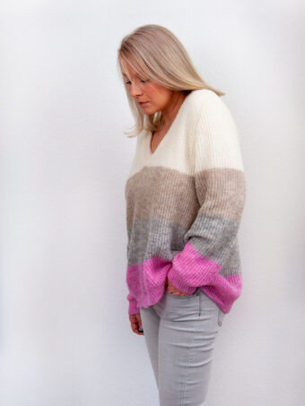SENSES Sweater V-Ausschnitt Länge Middle aus Rosa-Kuschelstrick