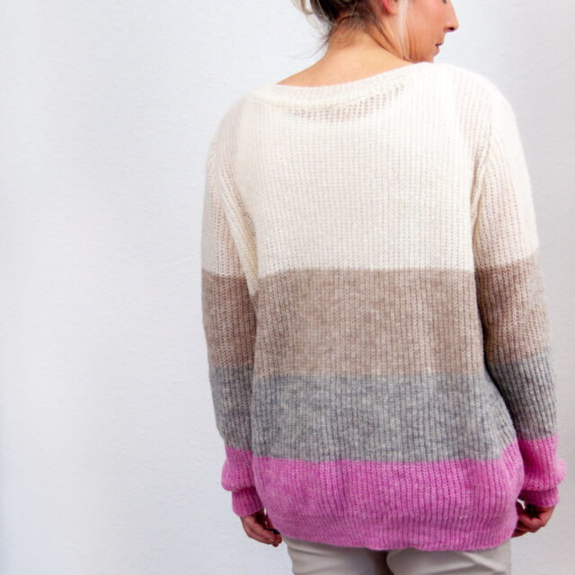 SENSES Sweater V-Ausschnitt Länge Middle aus Rosa-Kuschelstrick