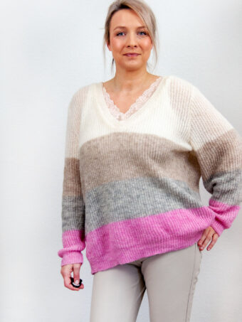 SENSES Sweater V-Ausschnitt Länge Middle aus Rosa-Kuschelstrick