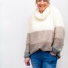 SENSES Sweater Mit Kuschelkragen in Long aus Strickpaneel in Salbei