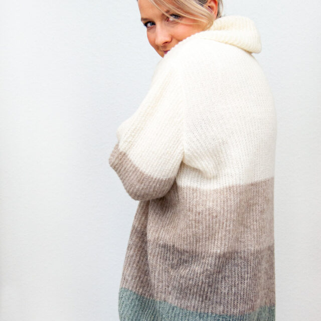 SENSES Sweater Mit Kuschelkragen in Long aus Strickpaneel in Salbei