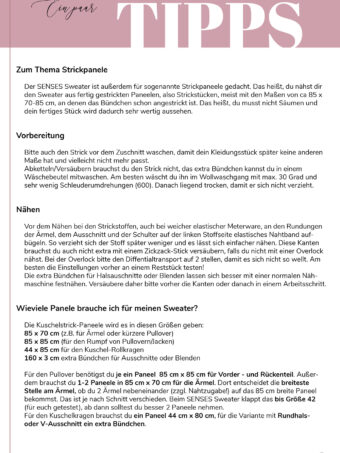 SENSES Sweater Infos Strickpaneele