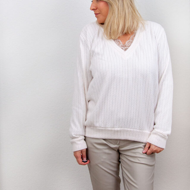 SENSES Sweater V-Ausschnitt Länge Short aus Angorastrick