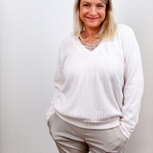SENSES Sweater V-Ausschnitt Länge Short aus Angorastrick