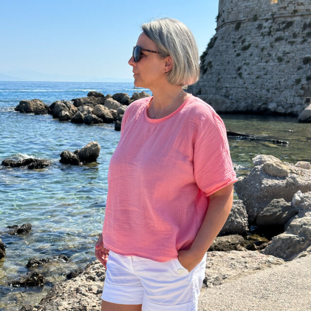 Simplicity Shirt aus Musselin in Koralle